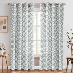 JINCHAN Linen Textured Curtains for Living Room Grommets Top Durable Linen Flax
